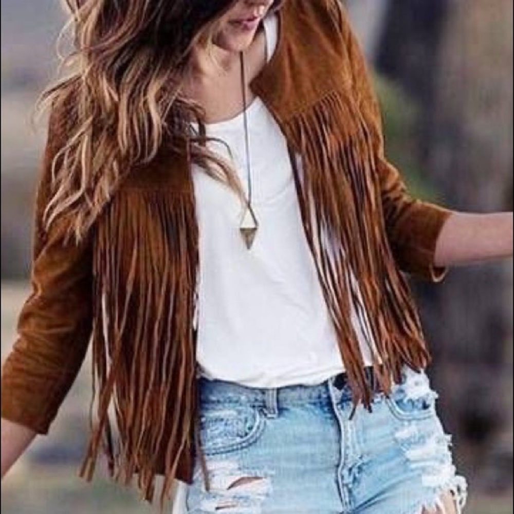 Faux Suede Fringe Jacket